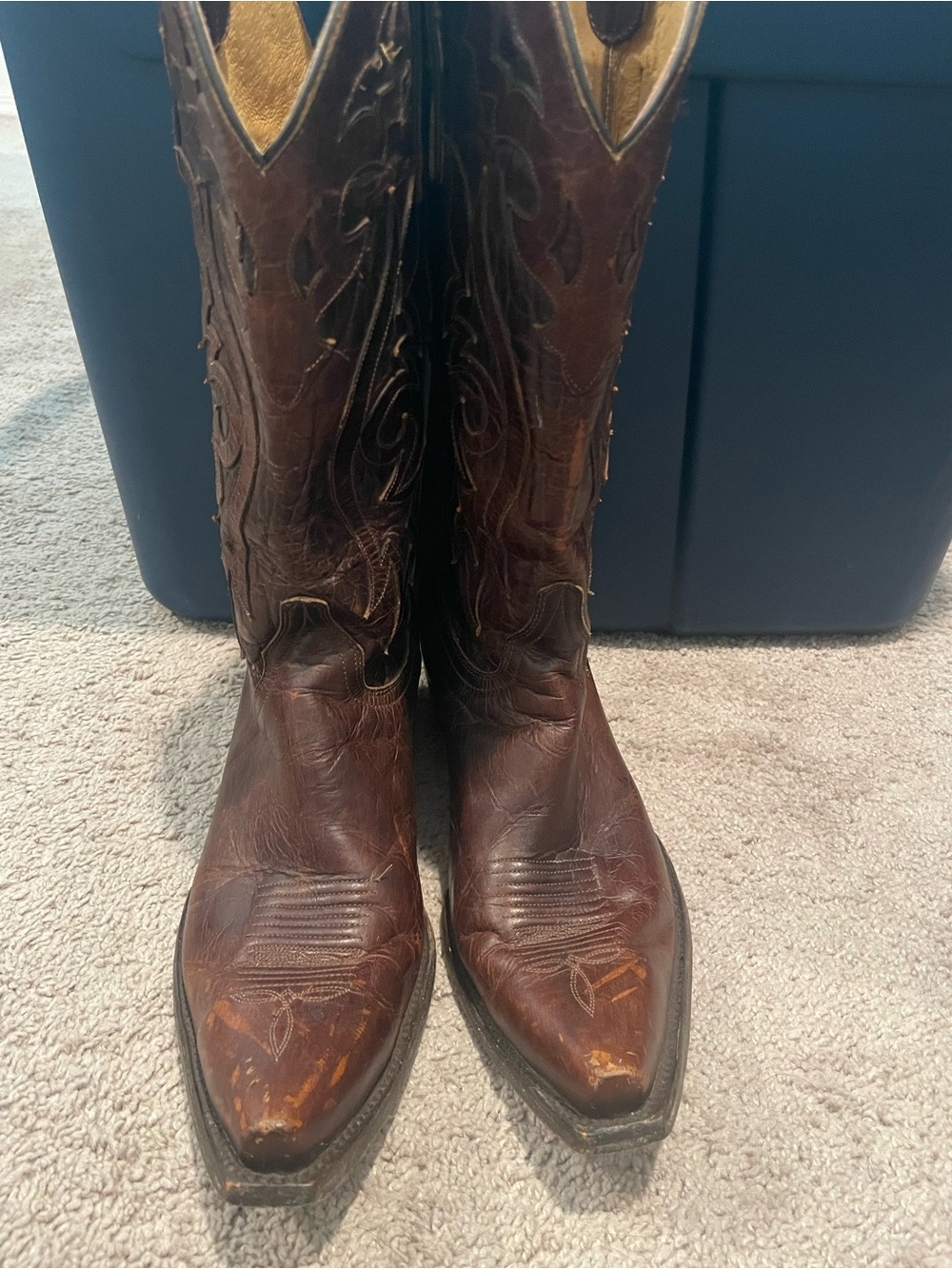 Old Gringo Chocolate Brown Leather Cowboy Boots with Tan Shaft Inset
